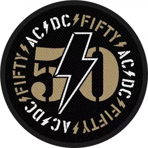AC/DC FIFTY WOVEN SEW ON ROUND PATCH OFFICIALLY LICENSED